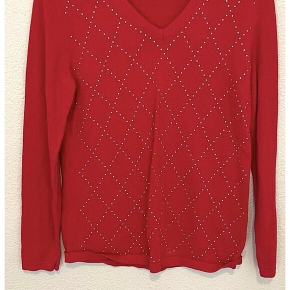 Tommy Hilfiger Women Ivy Pullover Long Sleeve V-Neck Sweater XXL Red - Picture 2 of 9